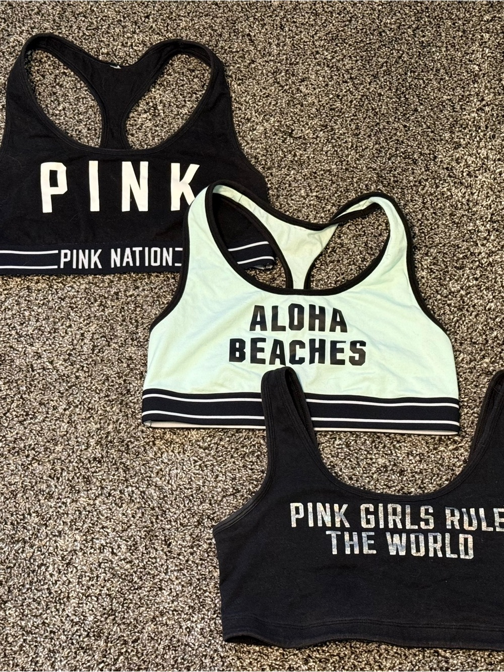 PINK Vintage Sports Bras Trio - Black & Mint